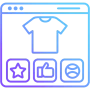 Online Store Category Page Design with Product Display Website category page showing a t-shirt product with shopping icons and navigation elements