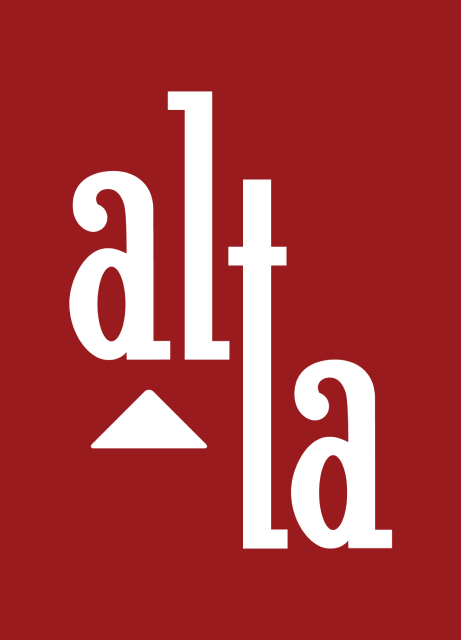 Alta Brand Logo with Minimal Red and White Typography Alta logo in red background with white minimalist typography design
