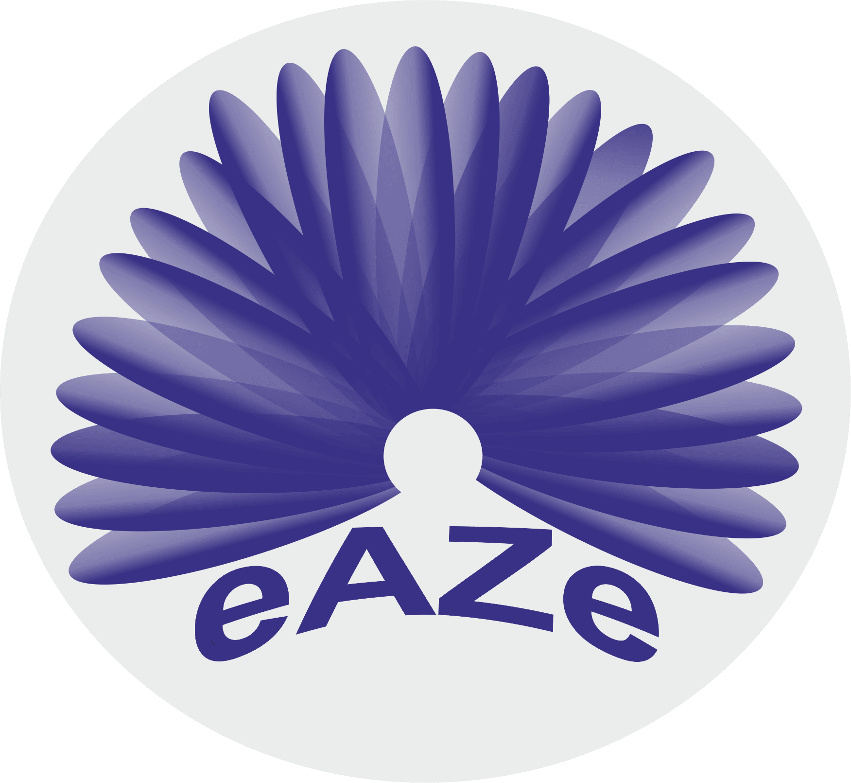 eAze Brand Logo with Abstract Wing Design eAze logo with abstract wing style graphic in purple color