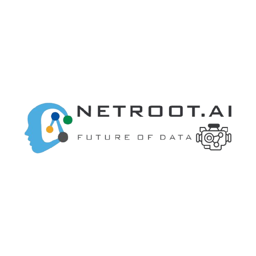 Netroot AI Logo for Data Analytics and Artificial Intelligence Solutions Netroot AI logo with human head icon and data network symbol representing AI and data analytics