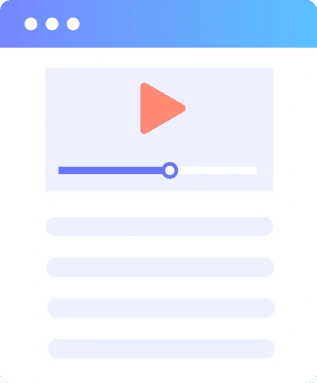 Online Video Player Interface with Play Button and Progress Bar Illustration of an online video player with play button, progress bar, and content layout