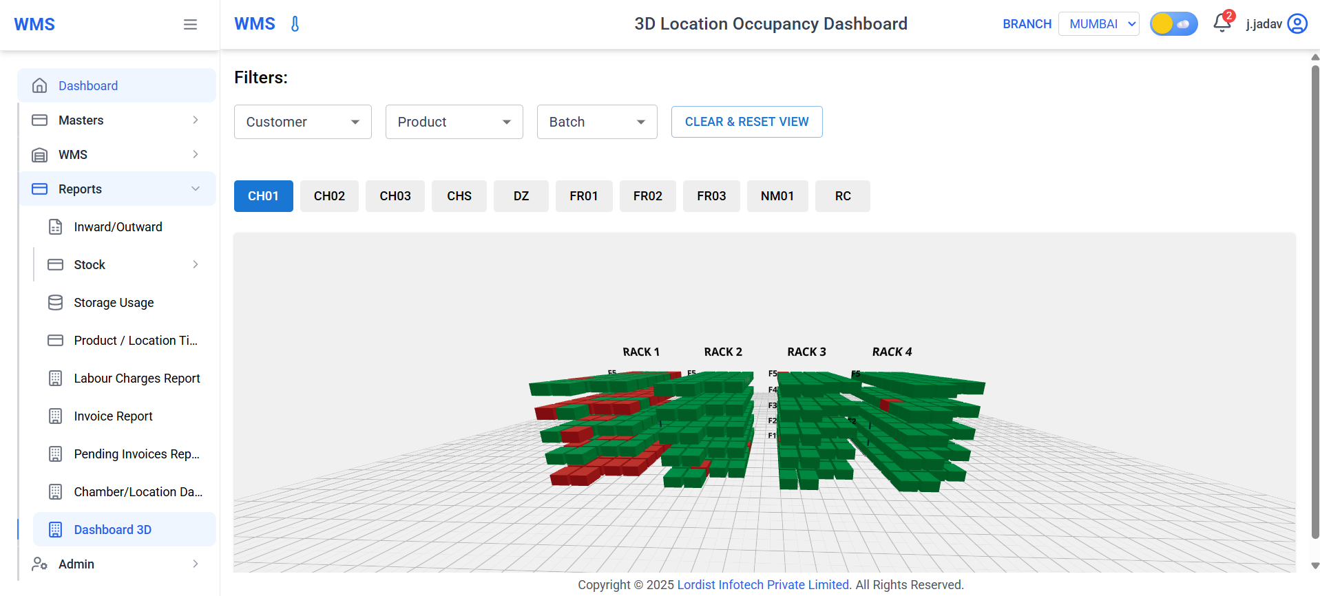 3D Location dashboard 